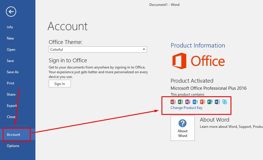 Hướng dẫn nhập Key Office 2016