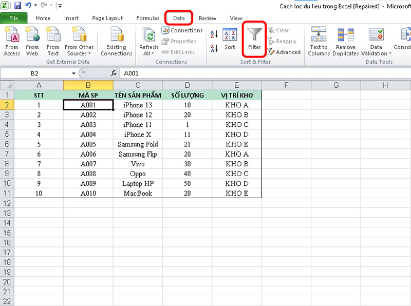 Cách Lọc Dữ Liệu Trong Excel 2026